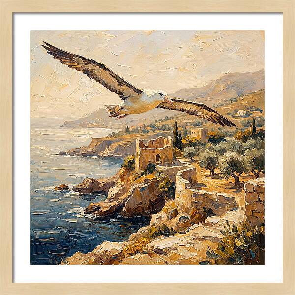 Albatross Over Mediterranean Cliffs