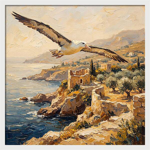 Albatross Over Mediterranean Cliffs