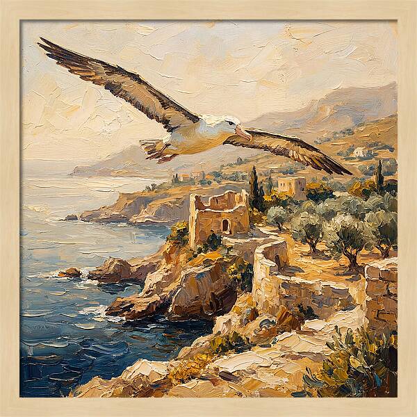 Albatross Over Mediterranean Cliffs