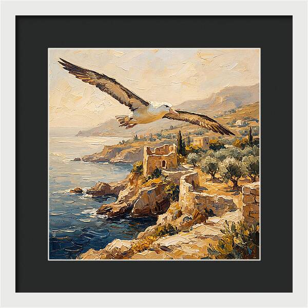 Albatross Over Mediterranean Cliffs