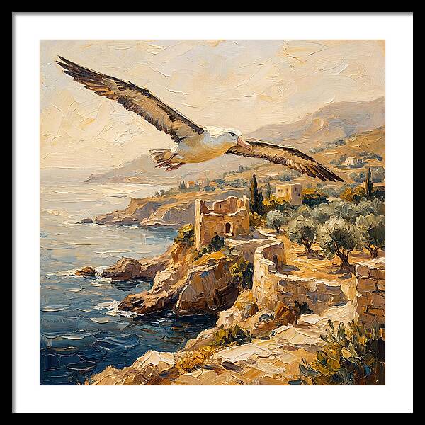 Albatross Over Mediterranean Cliffs
