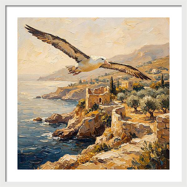 Albatross Over Mediterranean Cliffs