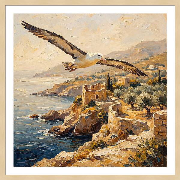 Albatross Over Mediterranean Cliffs