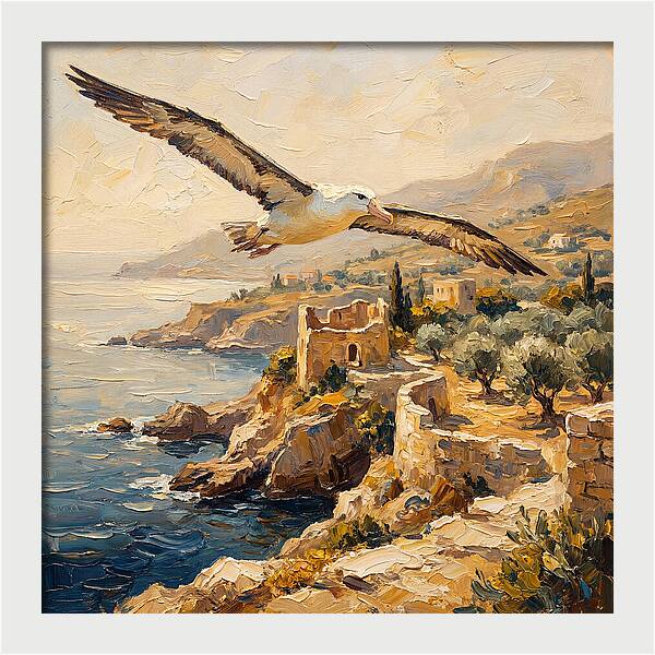 Albatross Over Mediterranean Cliffs