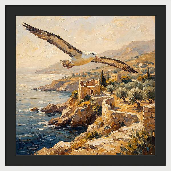 Albatross Over Mediterranean Cliffs