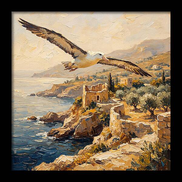 Albatross Over Mediterranean Cliffs