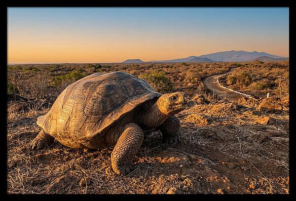 Aldabra Giant Tortoise At Dusk