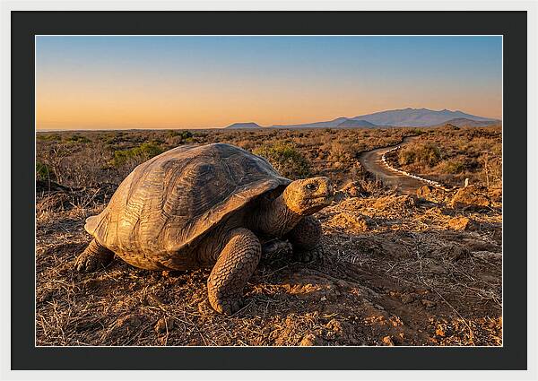 Aldabra Giant Tortoise At Dusk