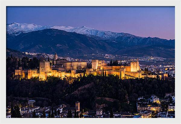 Alhambra Illuminated At Dusk