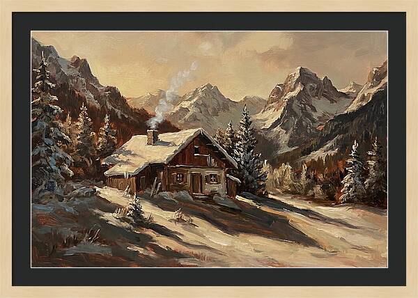 Alpine Hut In Winter Wonderland