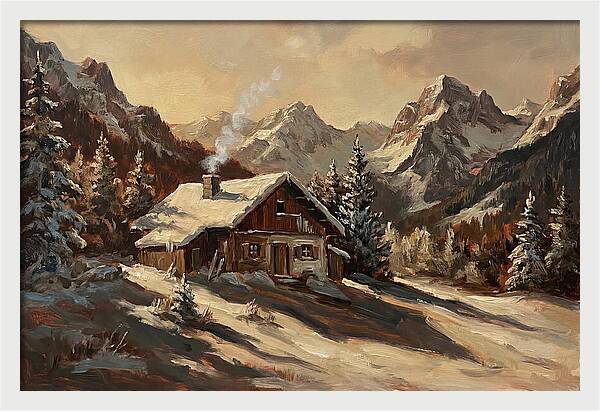 Alpine Hut In Winter Wonderland