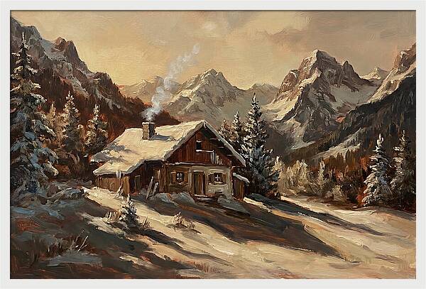 Alpine Hut In Winter Wonderland