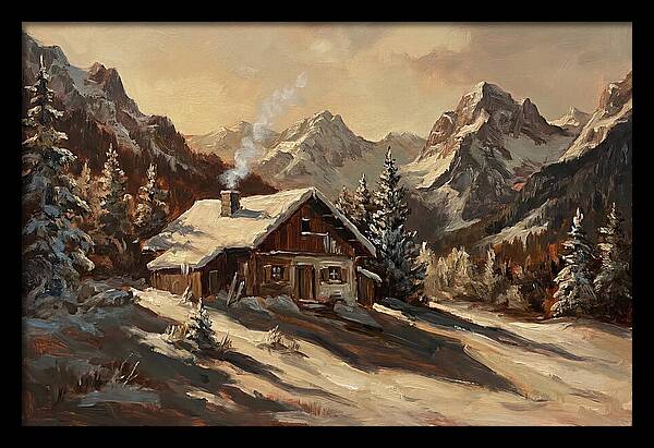 Alpine Hut In Winter Wonderland