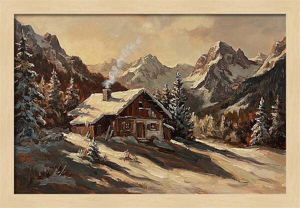 Alpine Hut In Winter Wonderland
