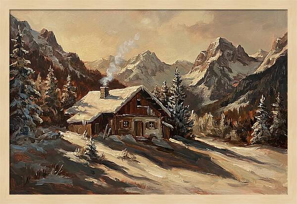 Alpine Hut In Winter Wonderland