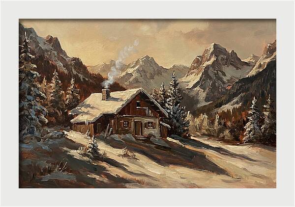 Alpine Hut In Winter Wonderland