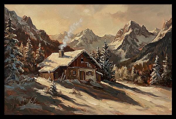 Alpine Hut In Winter Wonderland