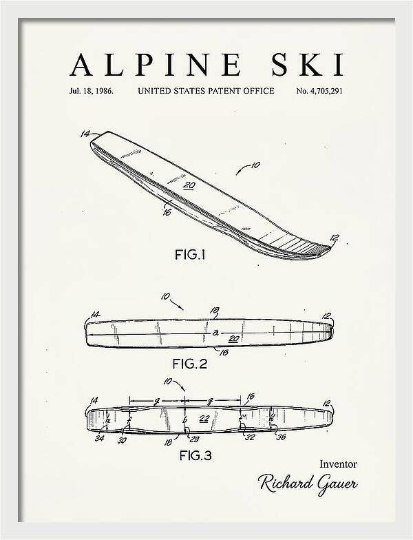 Alpine Ski Minimalist Patent Us4705291a