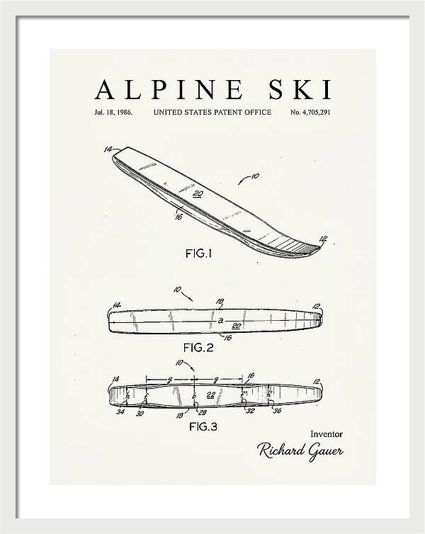 Alpine Ski Minimalist Patent Us4705291a