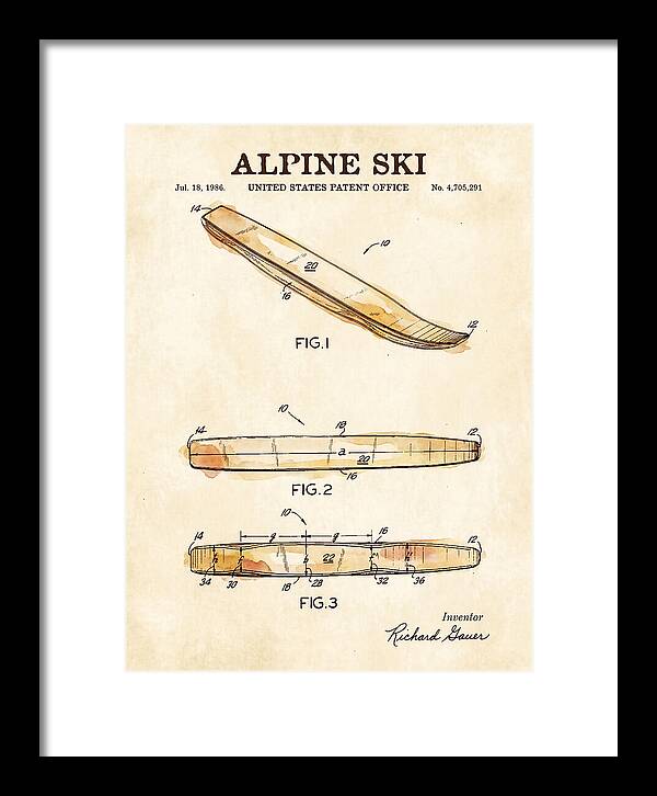 Alpine Ski Watercolor Patent Us4705291a