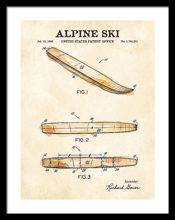 Alpine Ski Watercolor Patent Us4705291a