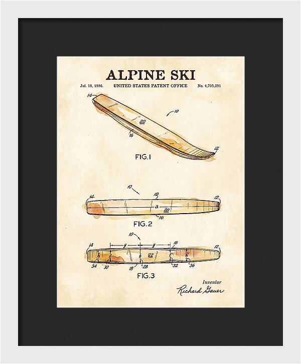 Alpine Ski Watercolor Patent Us4705291a