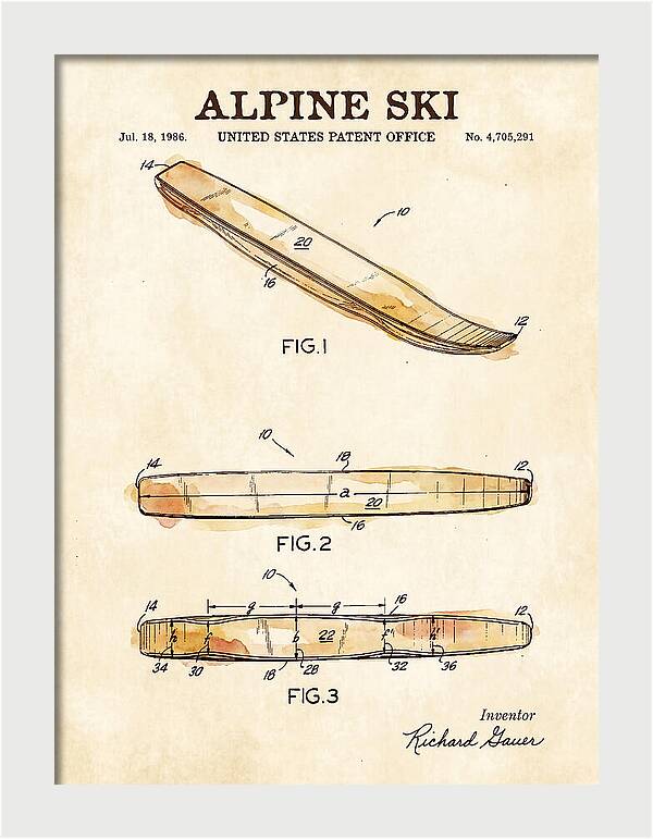 Alpine Ski Watercolor Patent Us4705291a