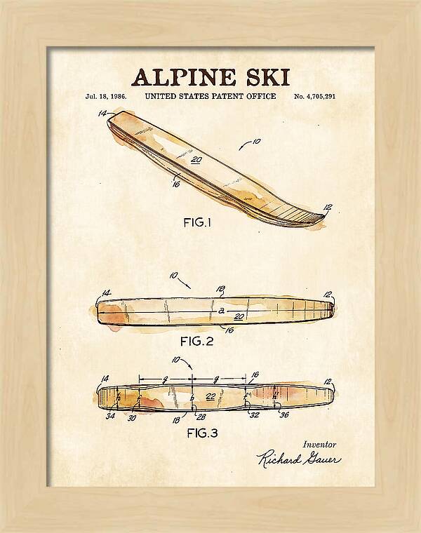 Alpine Ski Watercolor Patent Us4705291a