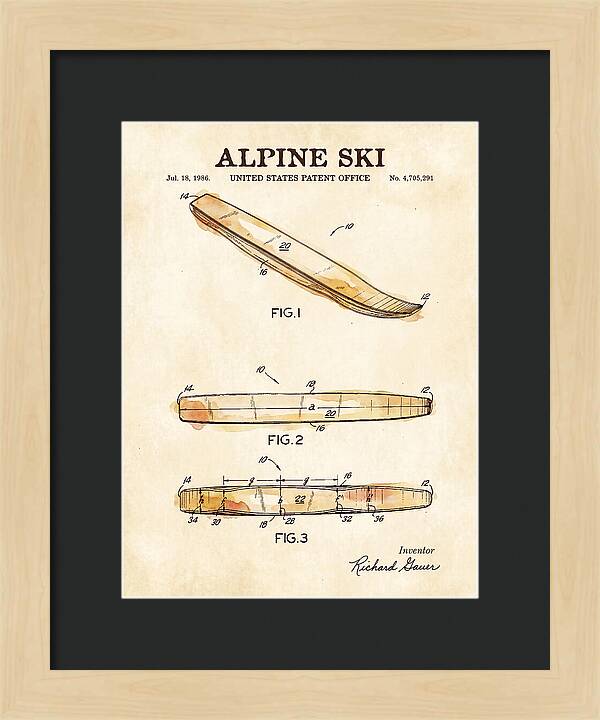 Alpine Ski Watercolor Patent Us4705291a