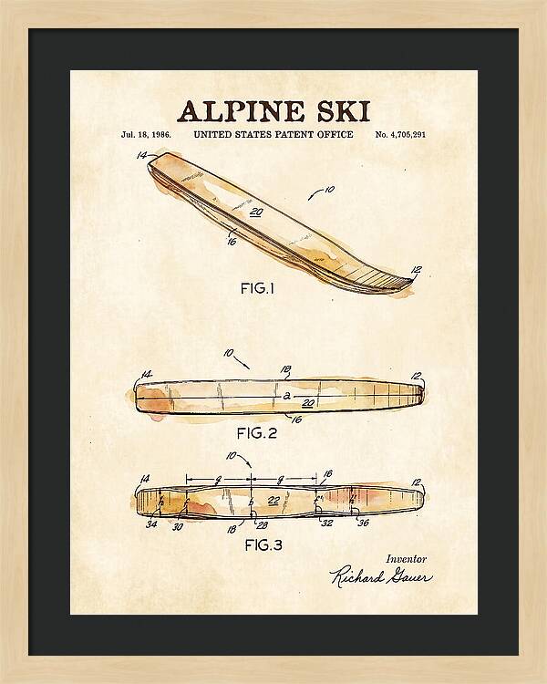 Alpine Ski Watercolor Patent Us4705291a