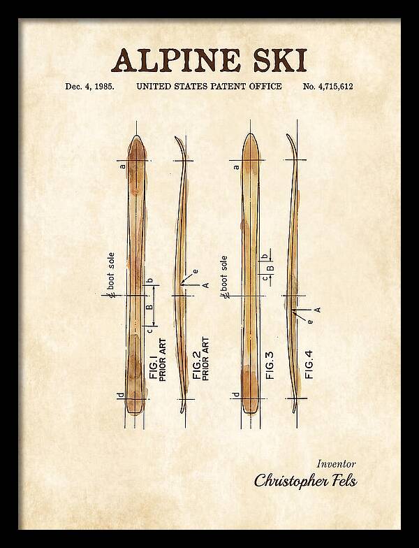 Alpine Ski Watercolor Patent Us4715612a
