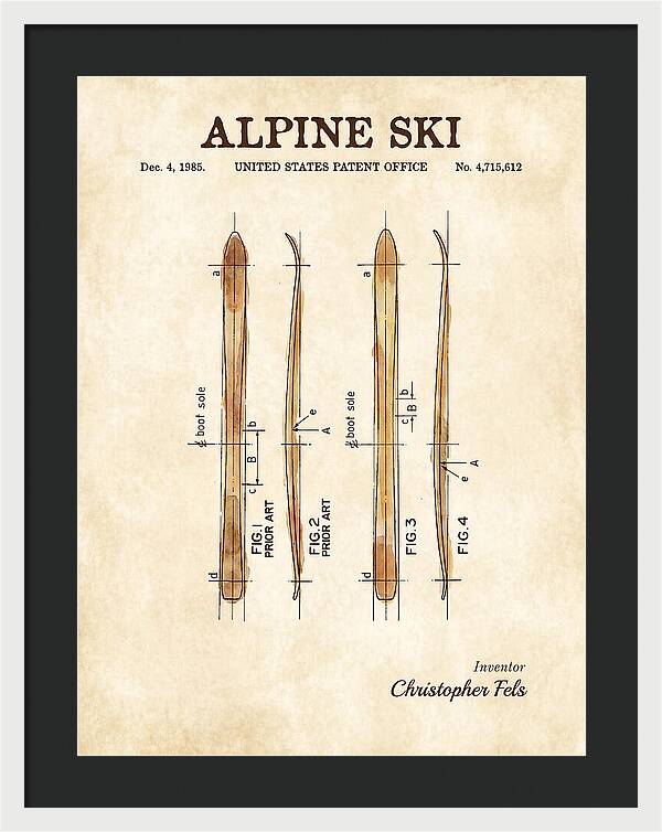 Alpine Ski Watercolor Patent Us4715612a
