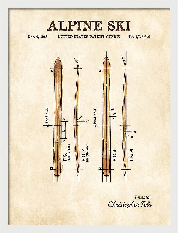 Alpine Ski Watercolor Patent Us4715612a
