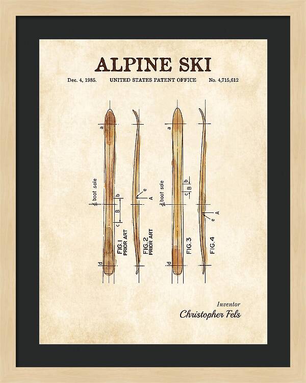 Alpine Ski Watercolor Patent Us4715612a