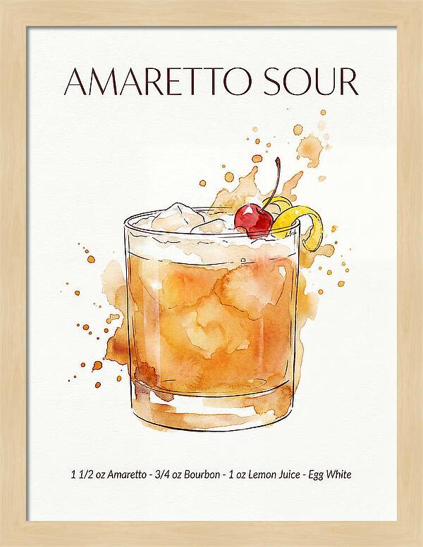 Amaretto Sour Watercolor Splash Cocktail Recipe