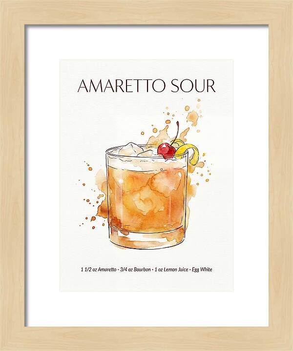 Amaretto Sour Watercolor Splash Cocktail Recipe