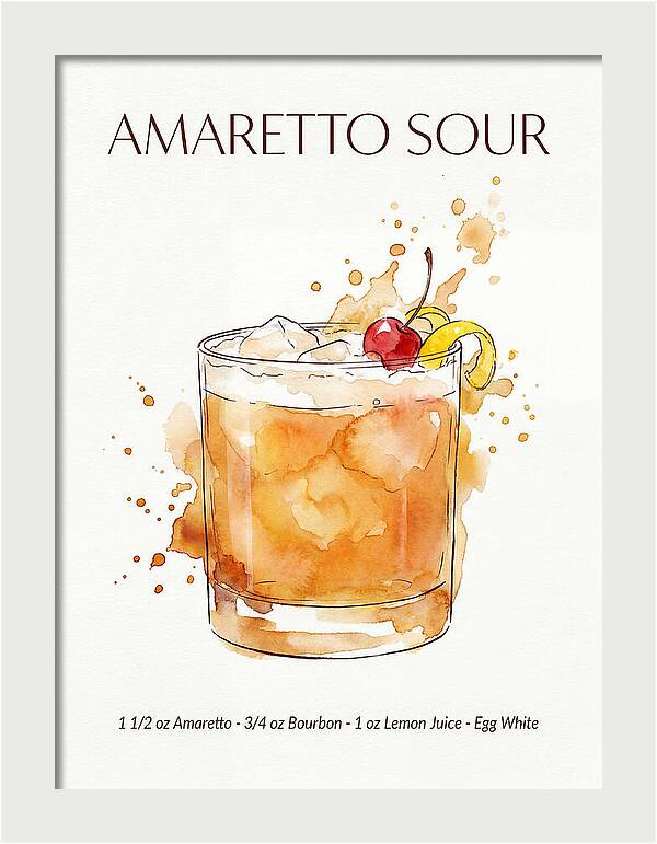 Amaretto Sour Watercolor Splash Cocktail Recipe