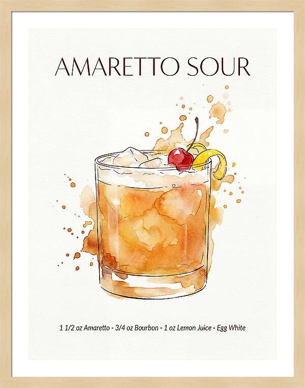 Amaretto Sour Watercolor Splash Cocktail Recipe