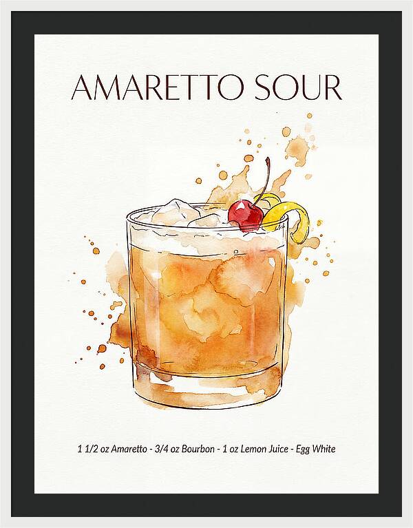 Amaretto Sour Watercolor Splash Cocktail Recipe