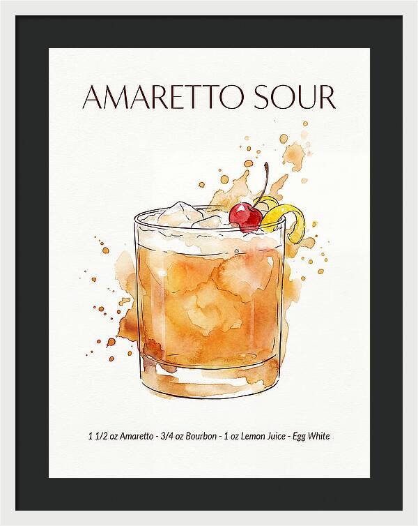 Amaretto Sour Watercolor Splash Cocktail Recipe