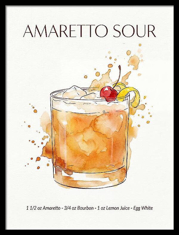 Amaretto Sour Watercolor Splash Cocktail Recipe