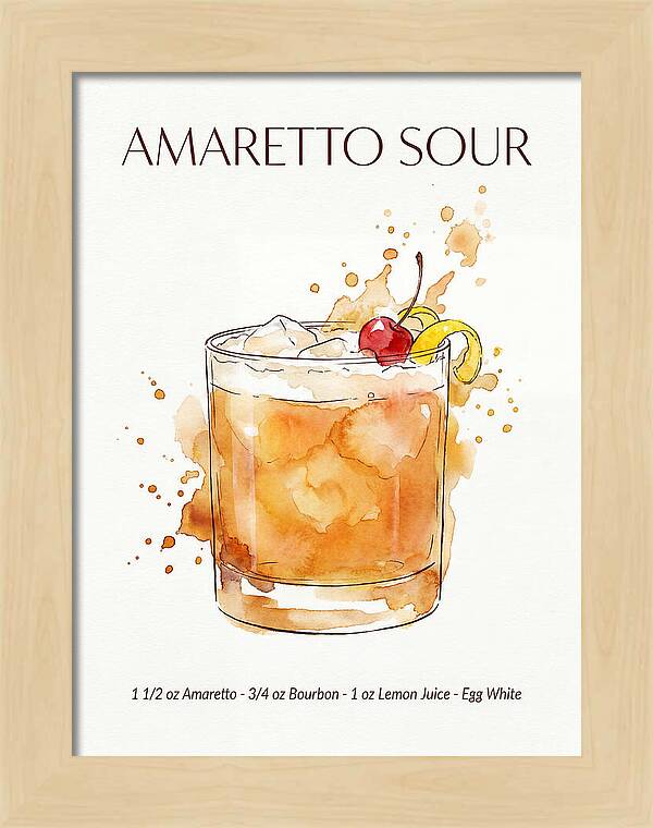 Amaretto Sour Watercolor Splash Cocktail Recipe