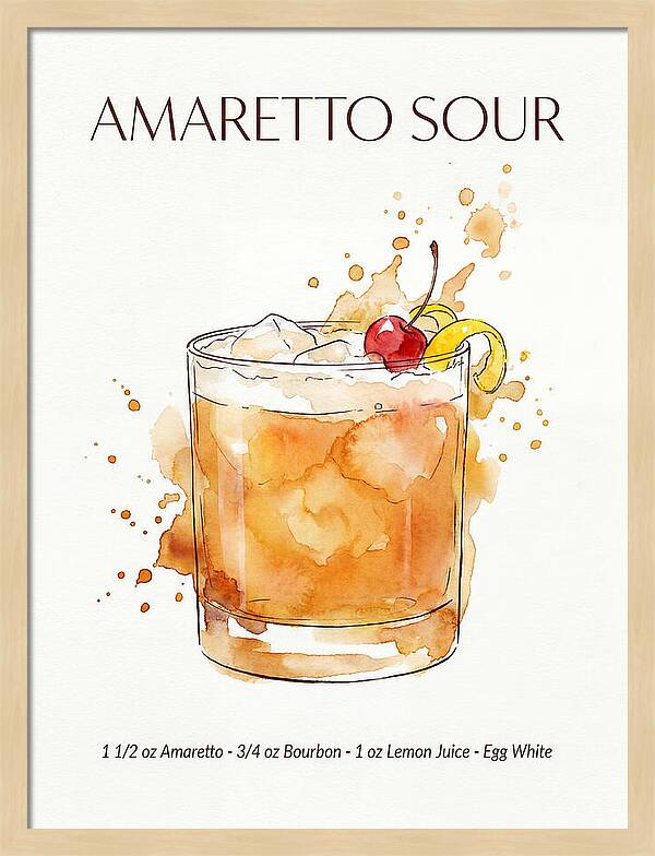 Amaretto Sour Watercolor Splash Cocktail Recipe