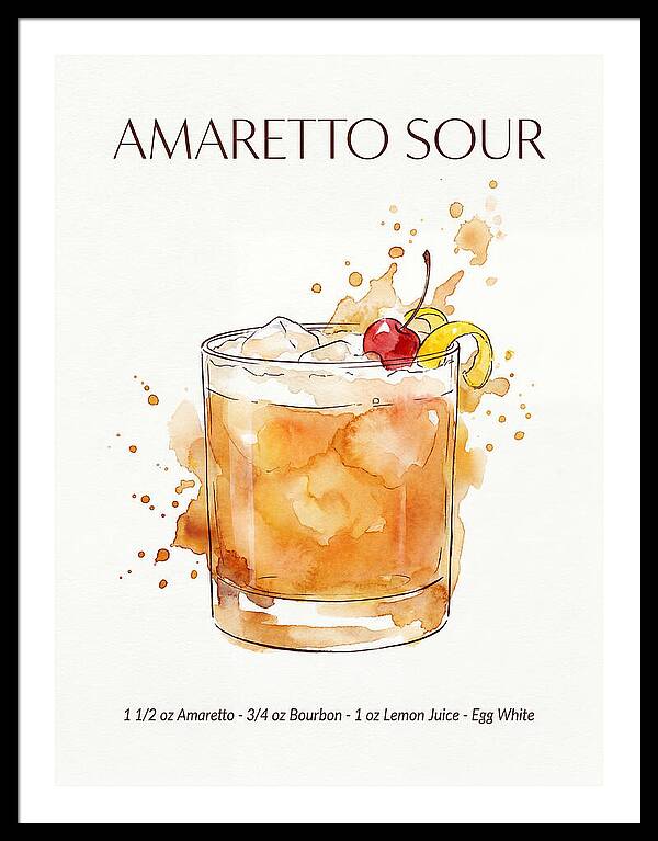 Amaretto Sour Watercolor Splash Cocktail Recipe