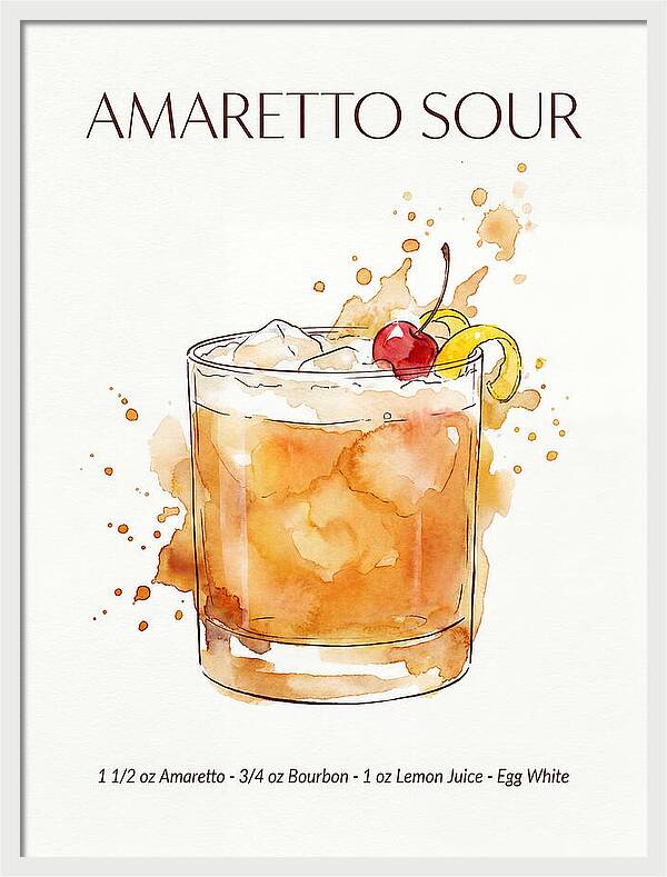 Amaretto Sour Watercolor Splash Cocktail Recipe