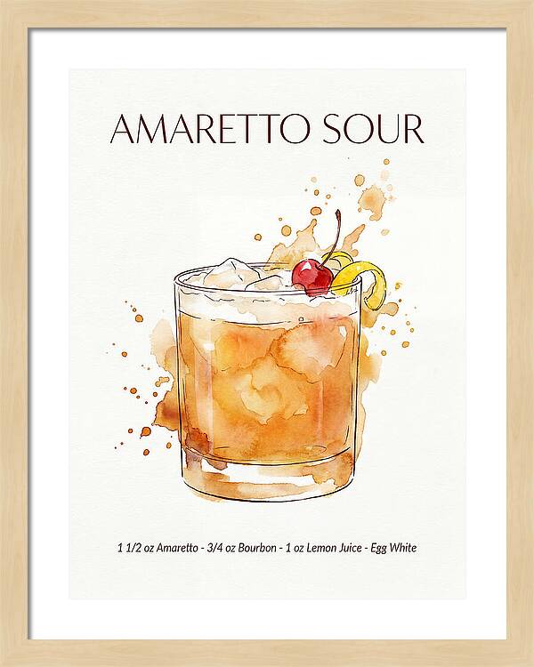 Amaretto Sour Watercolor Splash Cocktail Recipe