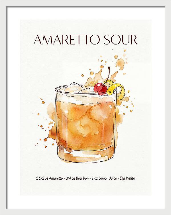 Amaretto Sour Watercolor Splash Cocktail Recipe