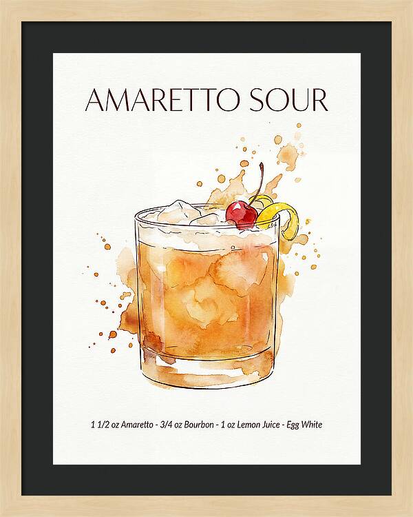 Amaretto Sour Watercolor Splash Cocktail Recipe