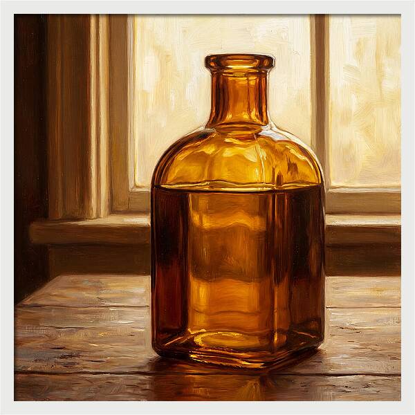 Amber Glass Bottle Still Life