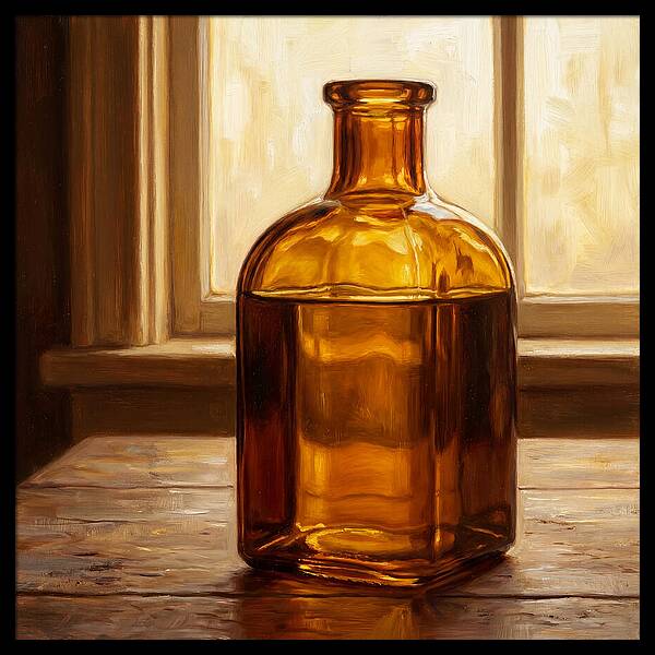 Amber Glass Bottle Still Life
